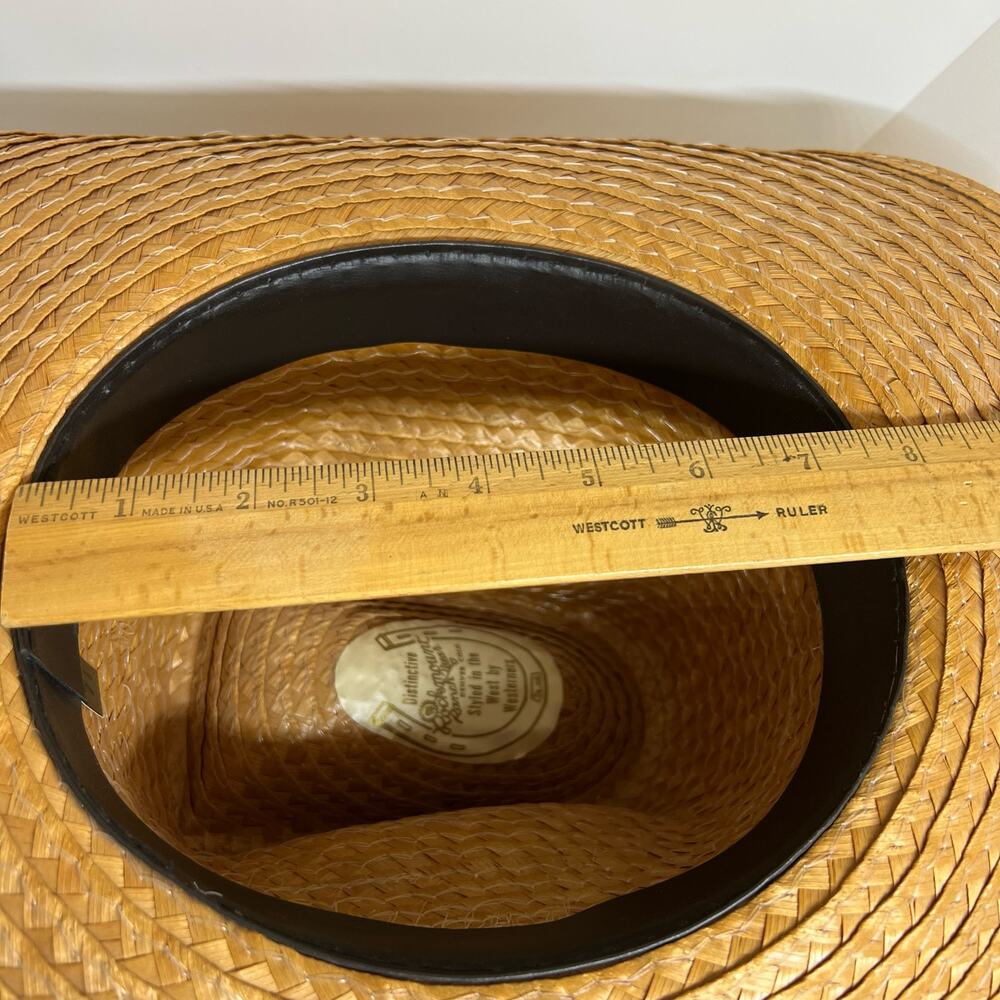 Vintage Rockmount straw side band cowboy hat size 7 1/8 EUC - Picture 10 of 10